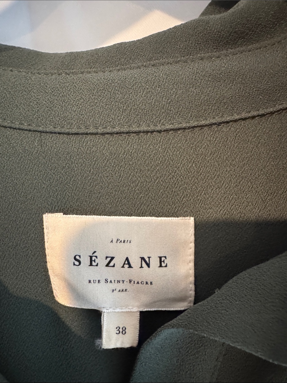 Sezane Raquel Olive Green Button-Front Midi Shirt Dress. Size 38 (6) - Picture 3 of 4